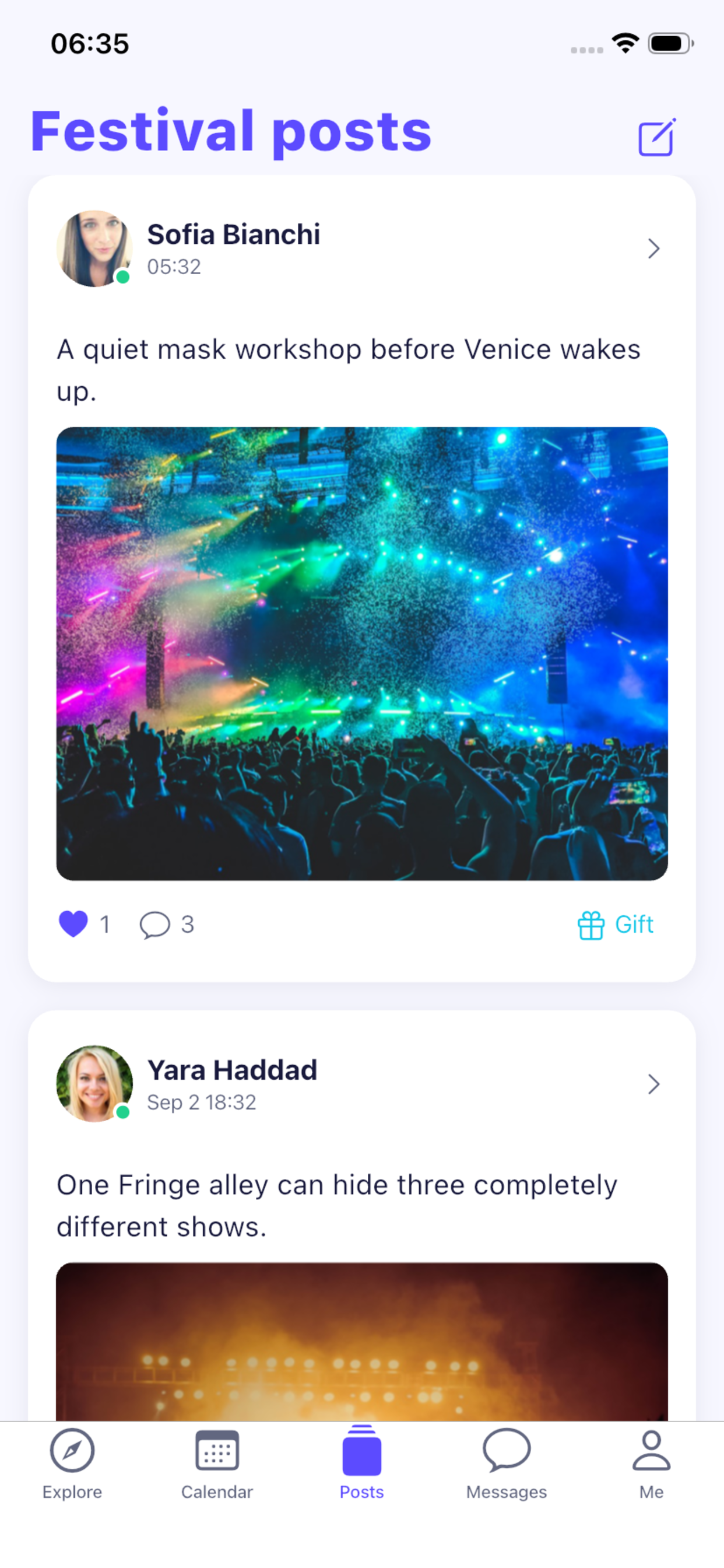 FestLive app guide profile screen