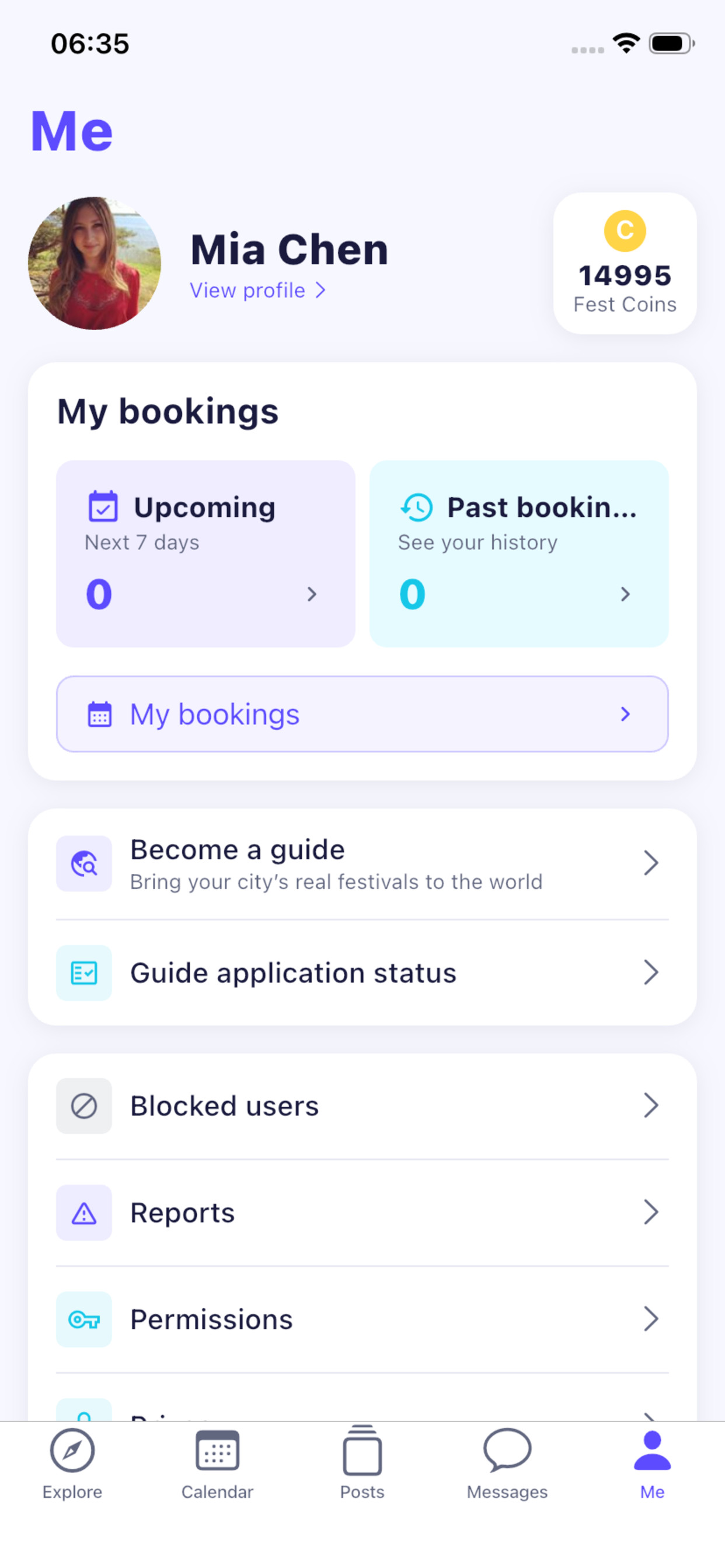 FestLive app messages screen